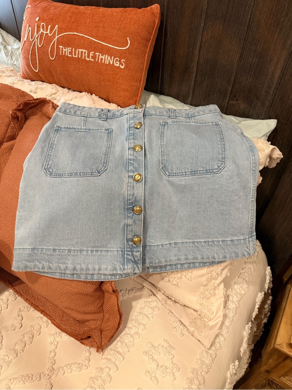 Women's Light Blue Denim Button-Front Mini Skirt